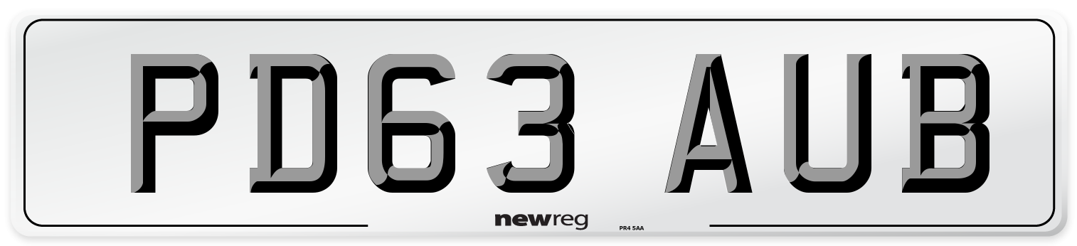 PD63 AUB Number Plate from New Reg